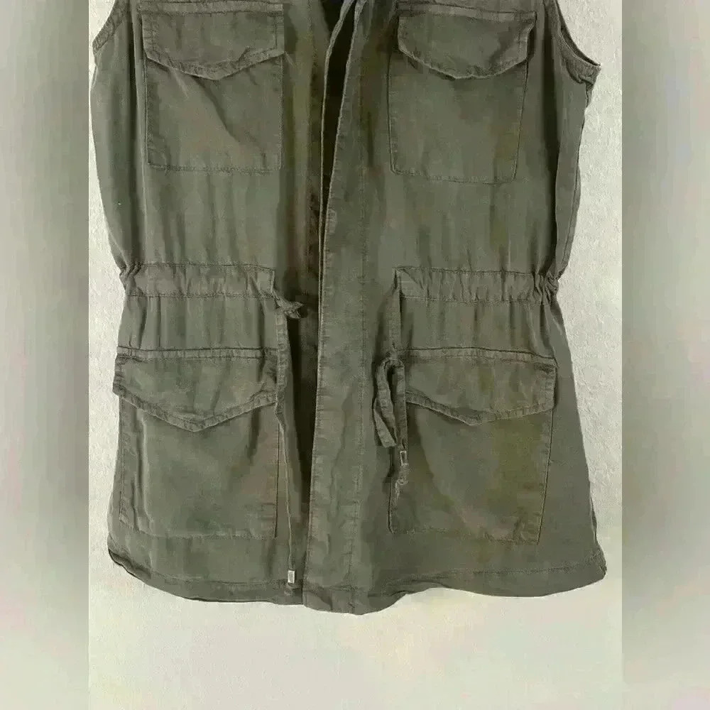 Mossimo Olive Green Button Down Utility Cargo Vest Pockets Medium - Picture 3 of 10